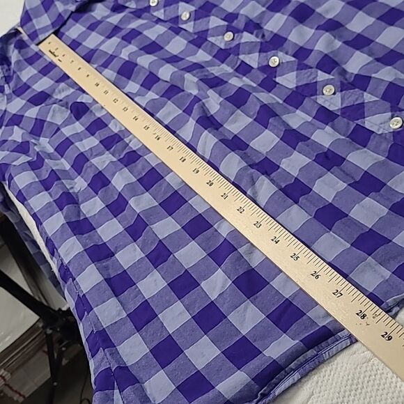 Talbots purple checked buttonfront shirt with contrasting trim - Picture 4 of 9